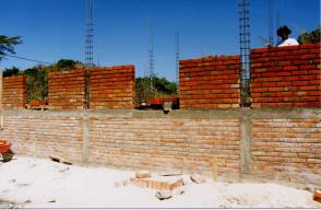 walls built with burnt clay bricks